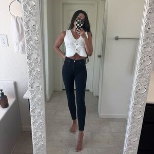 H&M. Black, high waisted, skinny jeans.